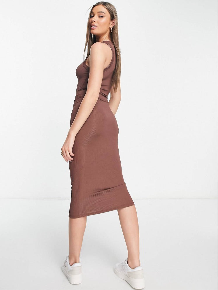 STRADIVARIUS Ribbed Midi Dress