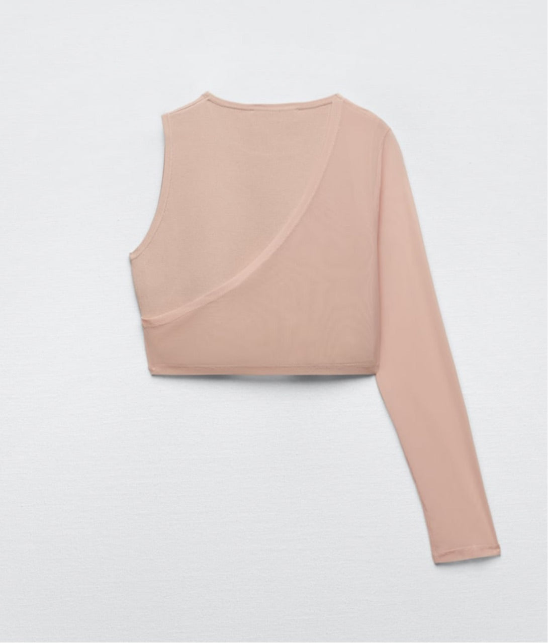 Zara Asymmetrical Knit Tulle Top