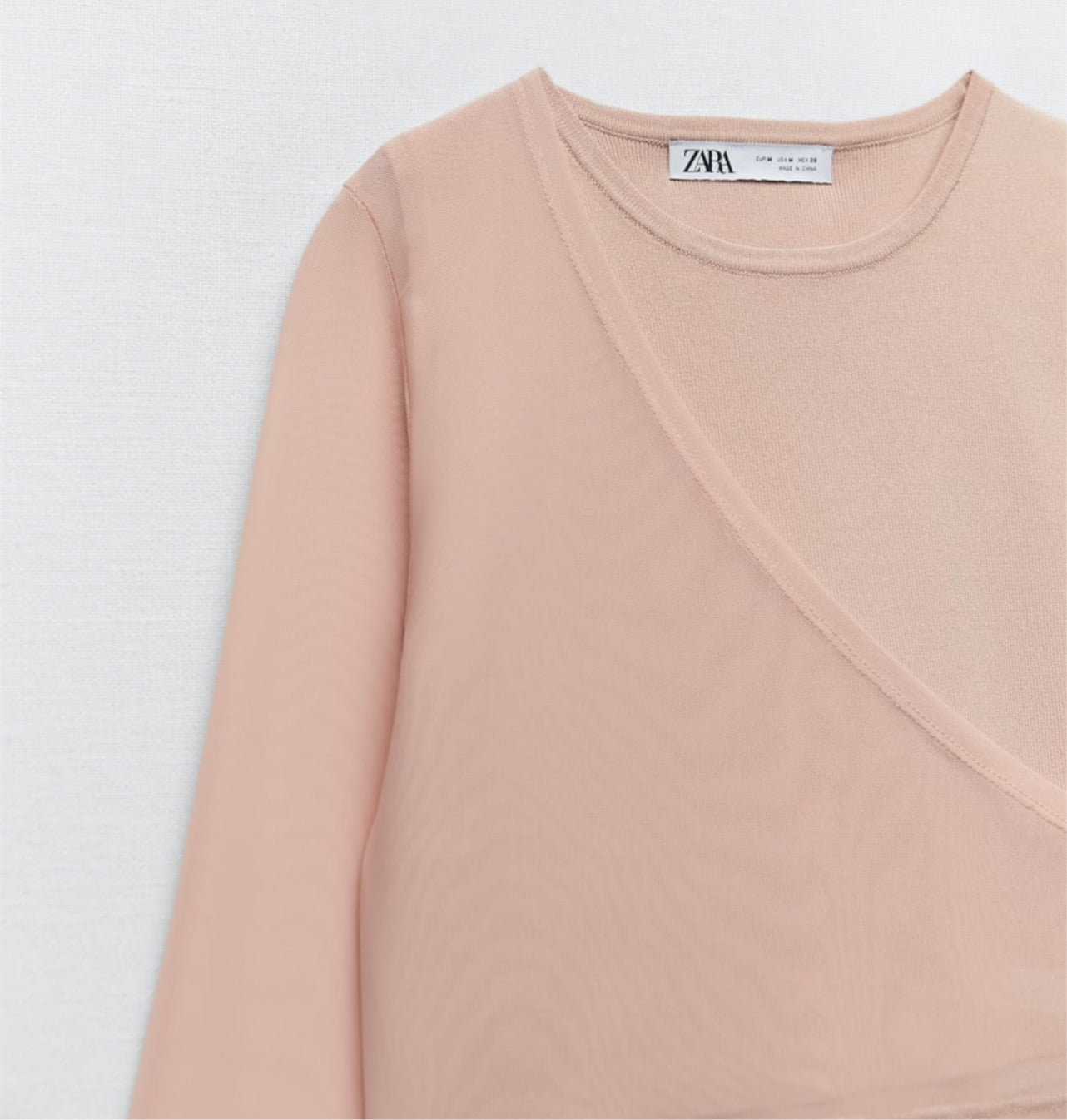 Zara Asymmetrical Knit Tulle Top