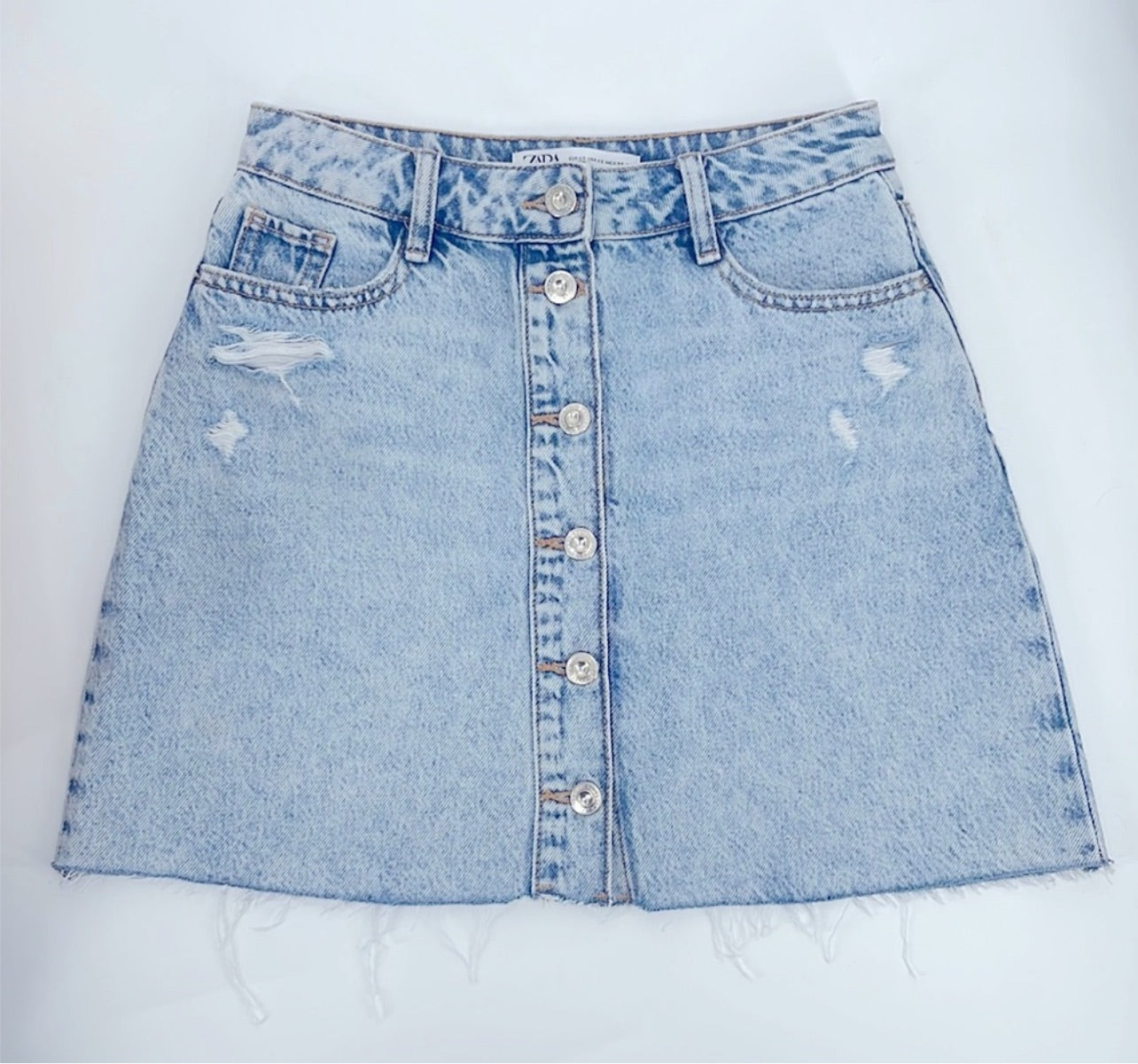 Zara Distressed Mini Jean Skirt